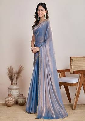 Beads and stones tissue heavy work tussar saree 2