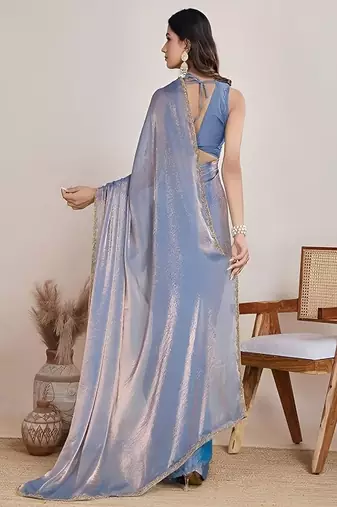 Beads and stones tissue heavy work tussar saree
