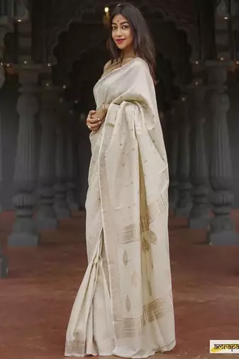 Ethnic motifs zari silk blend handloom saree