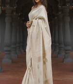 Ethnic motifs zari silk blend handloom saree