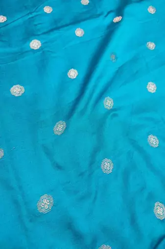 blue art silk banarasi saree with zari weave