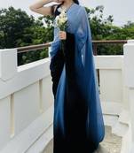 Ombre poly georgette designer saree