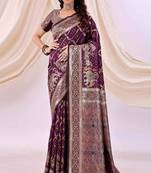 purple art silk saree with kanjeevaram style weave