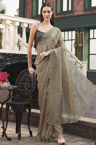 Embellished mirror work saree