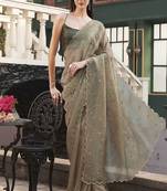 Embellished mirror work saree