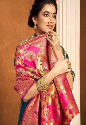 Ethnic motifs woven design zari paithani saree 2