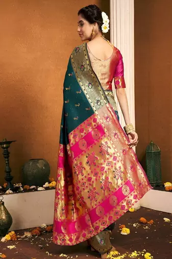Ethnic motifs woven design zari paithani saree