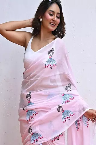Ethnic motifs block print saree