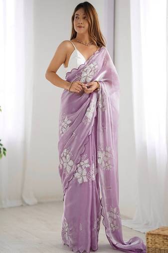 Embellished sequinned organza saree