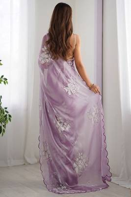 Embellished sequinned organza saree 2