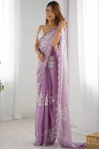 Embellished sequinned organza saree