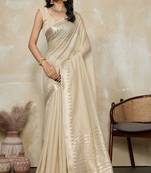 Woven design saree with unstitched blouse piece