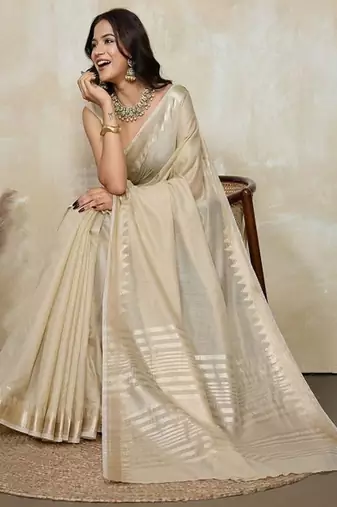 Woven design saree with unstitched blouse piece