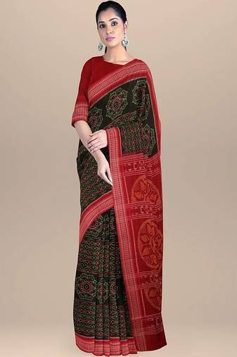 Ethnic motifs pure cotton handloom core saree