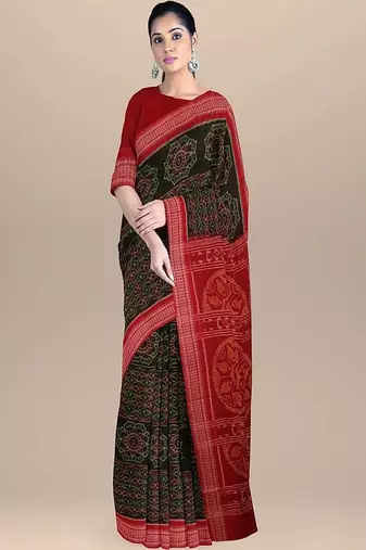 Ethnic motifs pure cotton handloom core saree