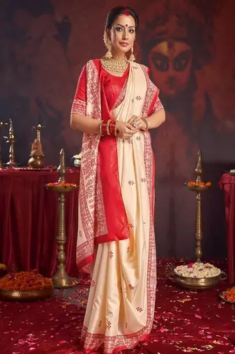 Floral silk blend garad saree