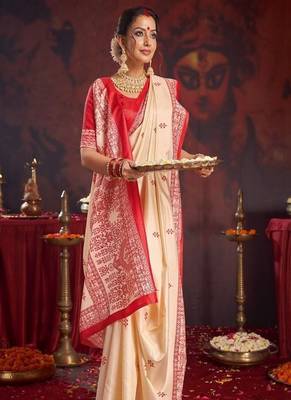 Floral silk blend garad saree 3