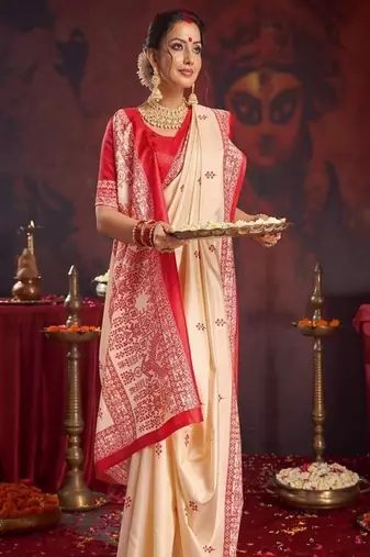 Floral silk blend garad saree