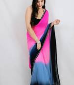 Ombre poly georgette designer saree