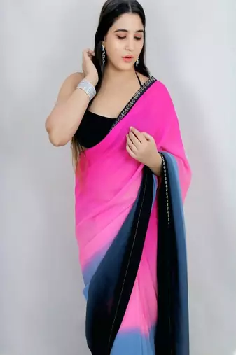 Ombre poly georgette designer saree