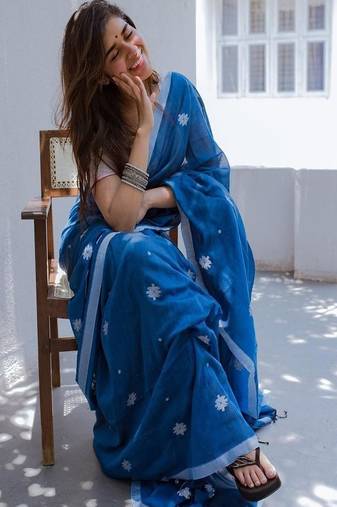 Floral pure cotton saree