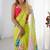 Floral printed mirror work pure chiffon saree with blouse piece