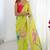 Floral printed mirror work pure chiffon saree with blouse piece