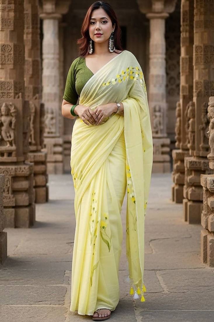 Floral pure cotton handloom saree