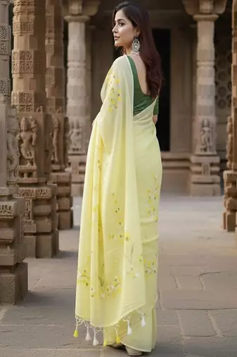 Floral pure cotton handloom saree