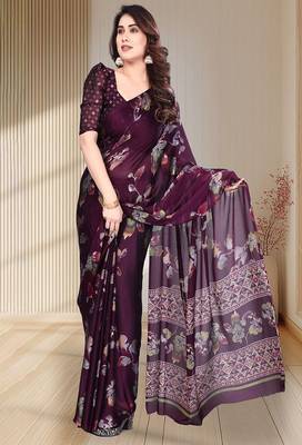 Floral  printed pure chiffon saree 1