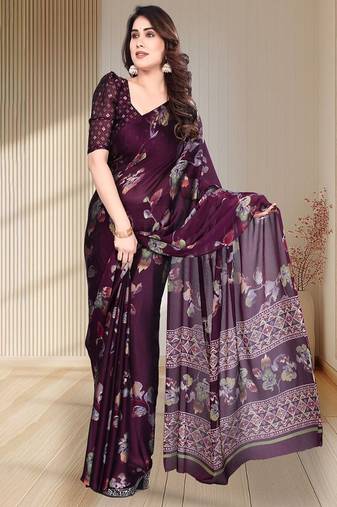 Floral  printed pure chiffon saree
