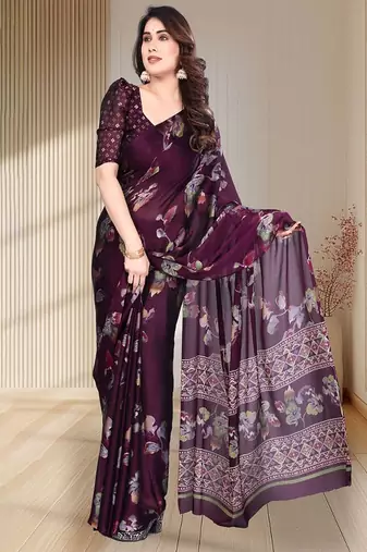 Floral  printed pure chiffon saree