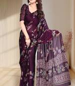 Floral  printed pure chiffon saree
