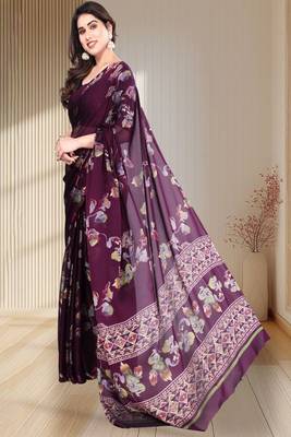 Floral  printed pure chiffon saree 2