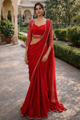 Bandhani mirror work heavy work saree 1