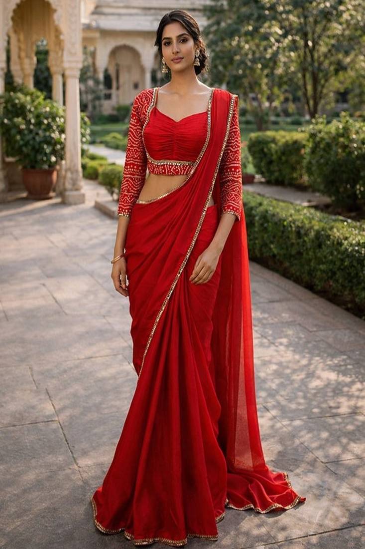 Bandhani mirror work heavy work saree