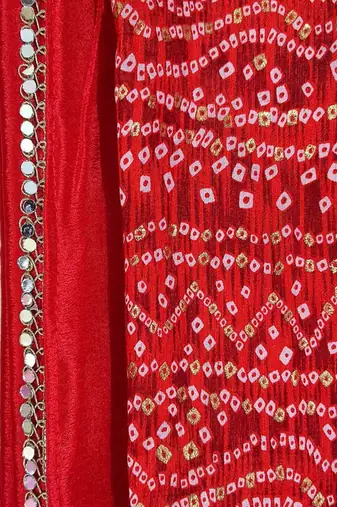 Bandhani mirror work heavy work saree