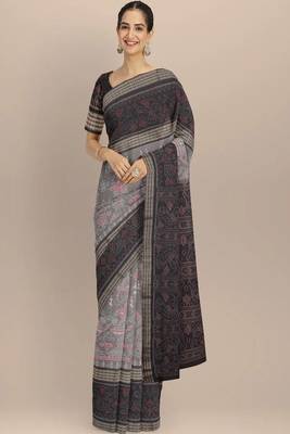 Ethnic motifs pure cotton handloom core saree 1