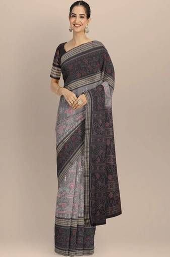 Ethnic motifs pure cotton handloom core saree