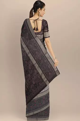 Ethnic motifs pure cotton handloom core saree