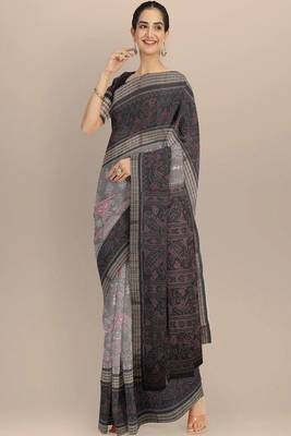 Ethnic motifs pure cotton handloom core saree 3