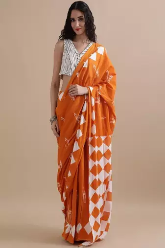 Warli pure cotton handloom ikat saree