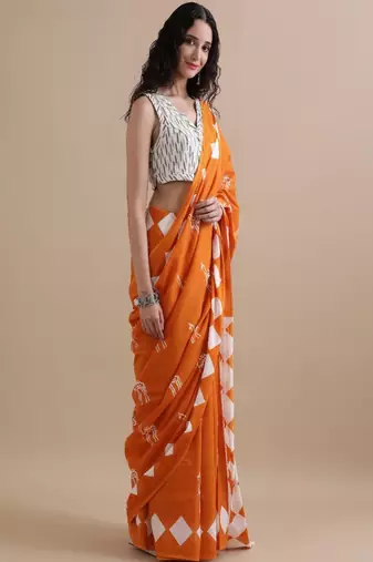 Warli pure cotton handloom ikat saree
