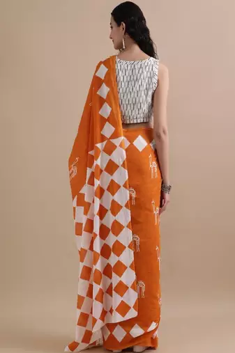 Warli pure cotton handloom ikat saree