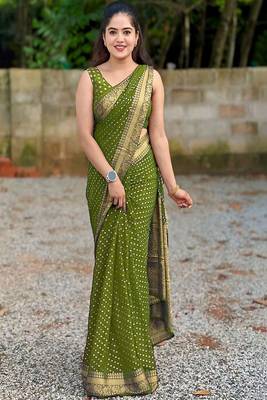 Woven design zari silk blend saree 1