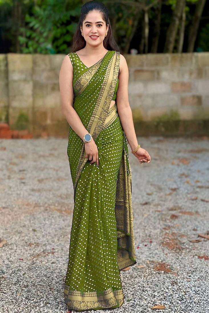 Woven design zari silk blend saree