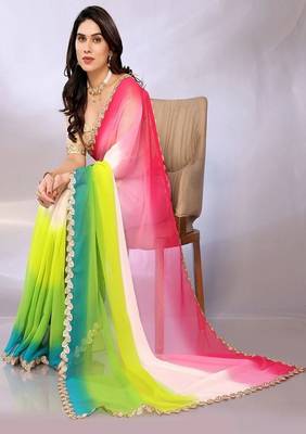 Ombre printed pure georgette saree 1
