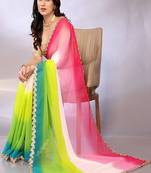 Ombre printed pure georgette saree