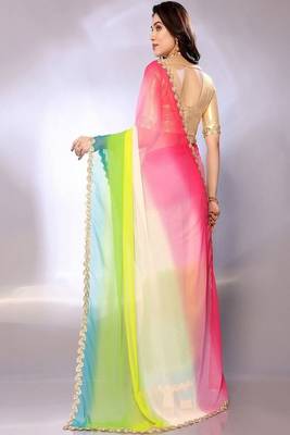 Ombre printed pure georgette saree 2