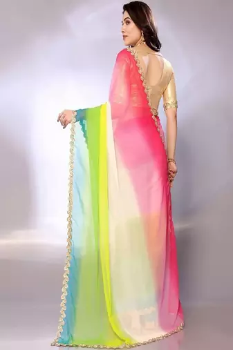 Ombre printed pure georgette saree